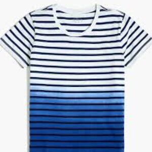 J.Crew Blue Striped Ombre Dip-Dye T-Shirt – Large - MF0286